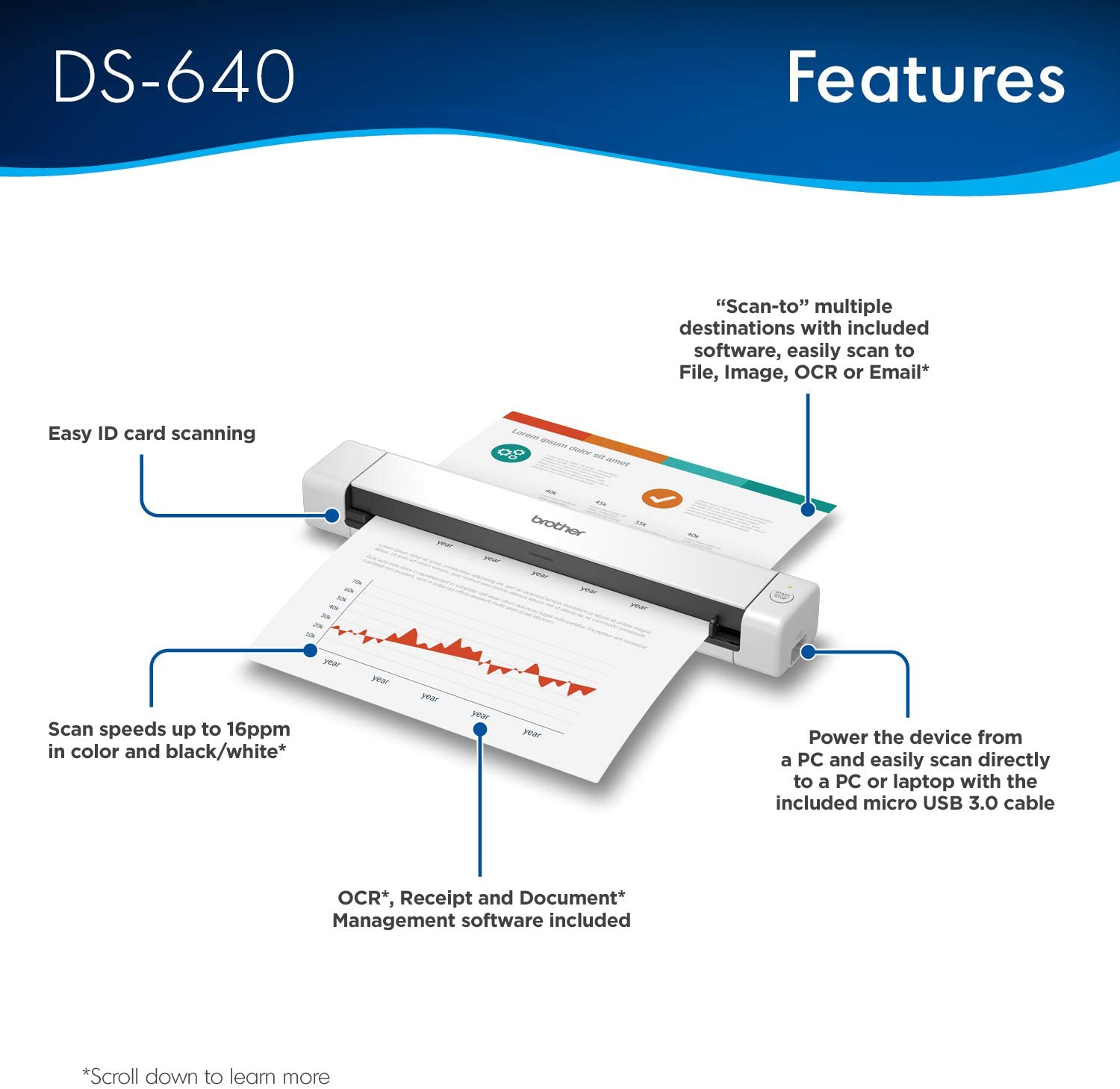 Brother DS-640 Compact Mobile Document Scanner, (Model: DS640) Brother DS-640 Compact Mobile Document Scanner, (Model: DS640)
